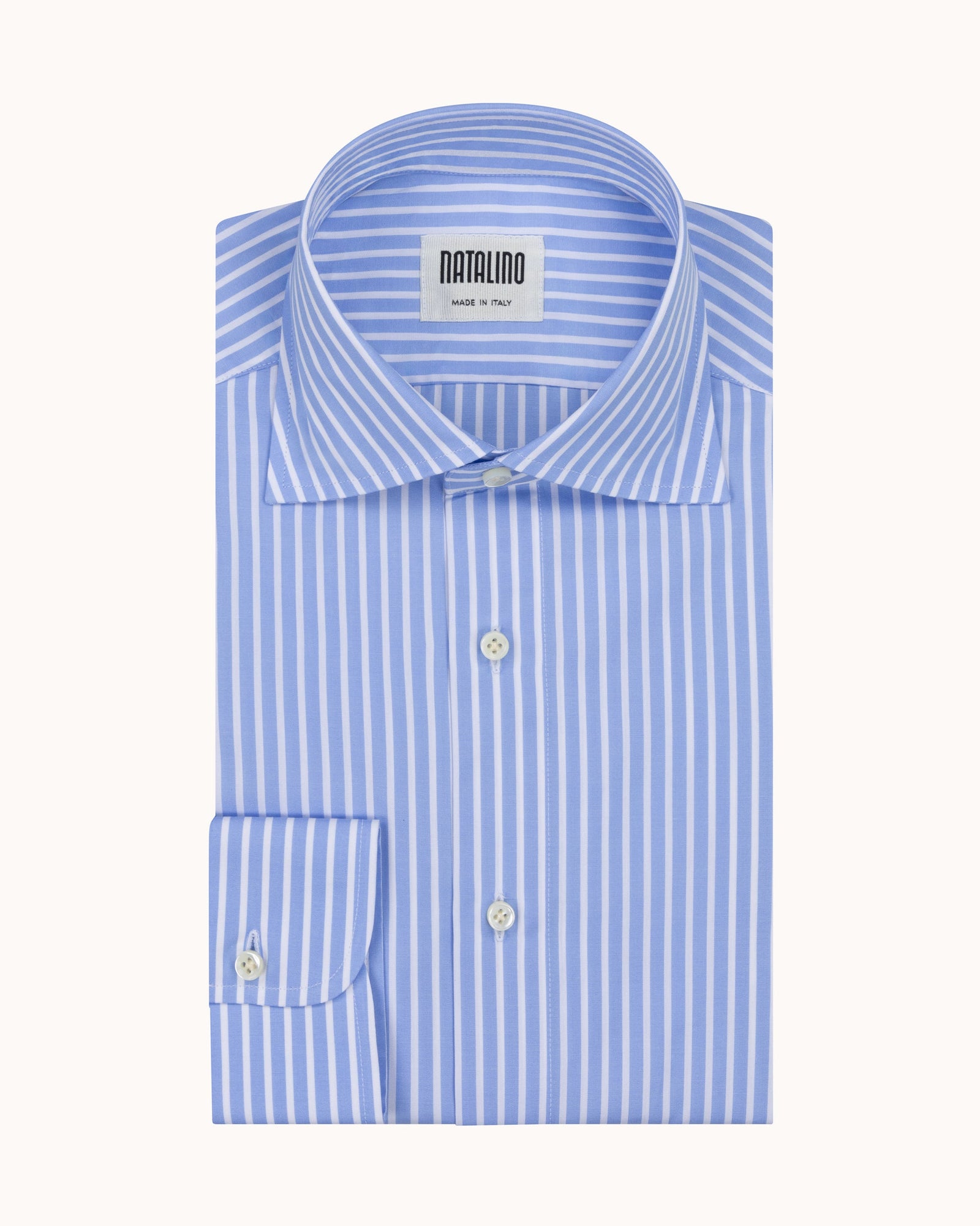 Spread Collar Shirt Bengal Stripe Cotton Poplin