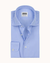 Spread Collar Shirt Bengal Stripe Cotton Poplin