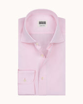 Spread Collar Shirt Pink Cotton Poplin