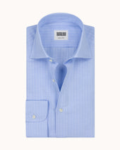 Spread Collar Shirt Pinstripe Cotton Linen