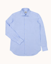 Spread Collar Shirt Pinstripe Cotton Linen