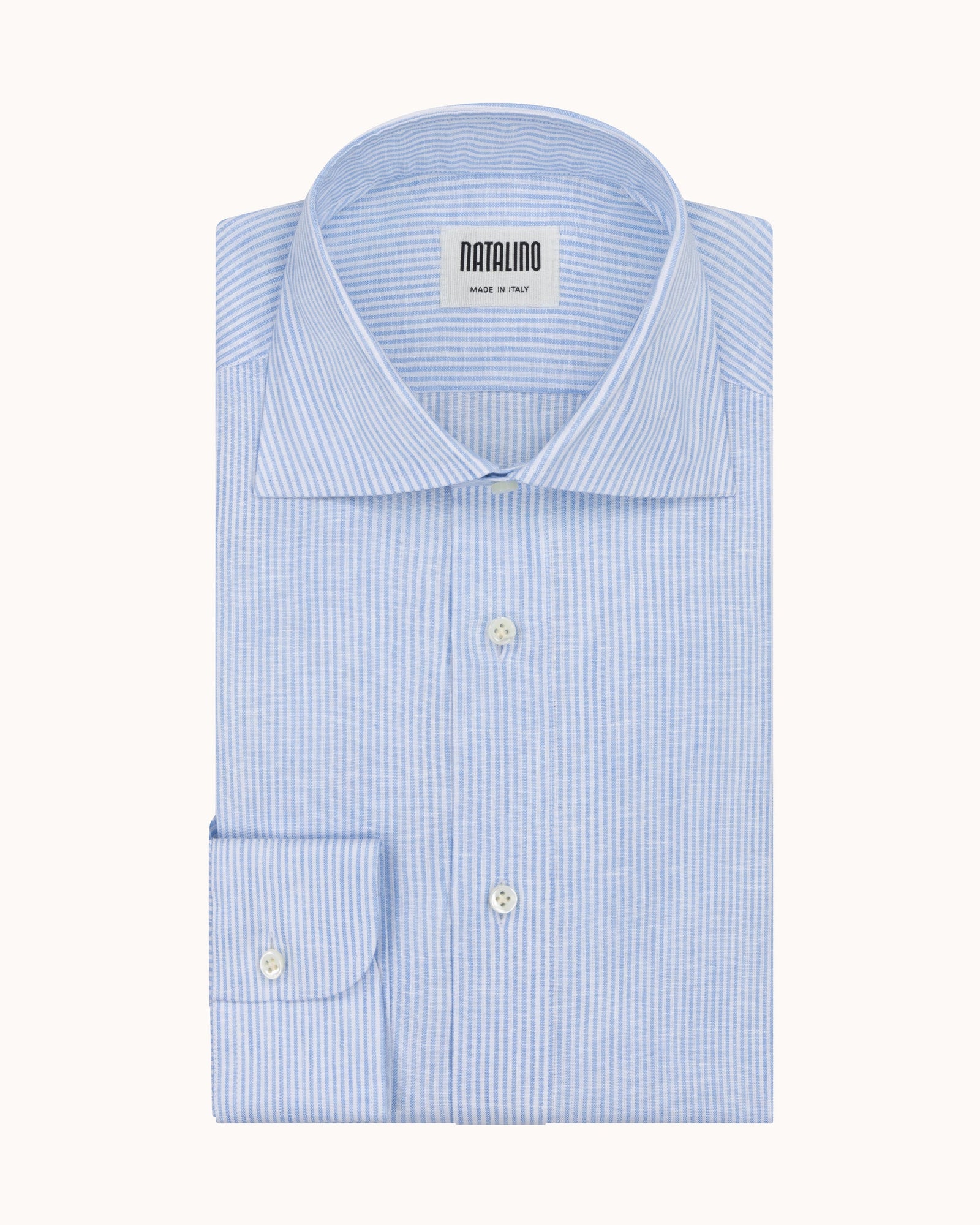 Spread Collar Shirt Stripe Linen