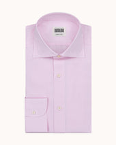 Spread Collar Shirt - Pink Stripe Cotton Poplin