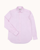 Spread Collar Shirt Pink Stripe Cotton Poplin