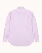 Spread Collar Shirt Pink Stripe Cotton Poplin