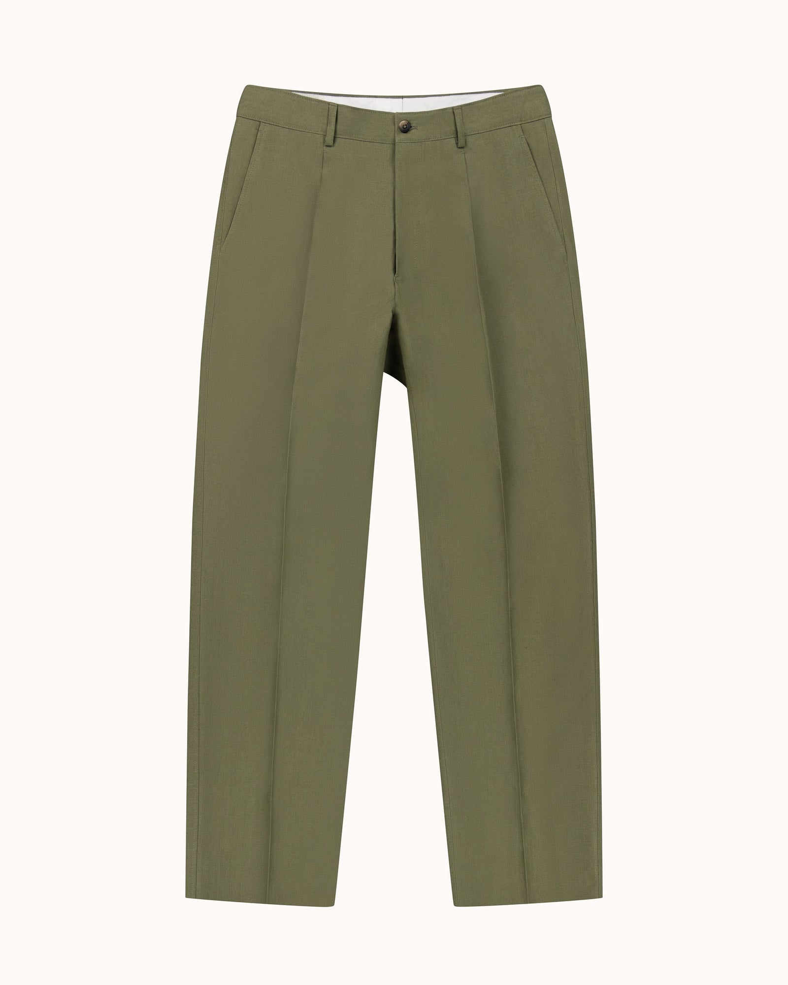 Casual Relaxed Pleated Trouser Green Linen