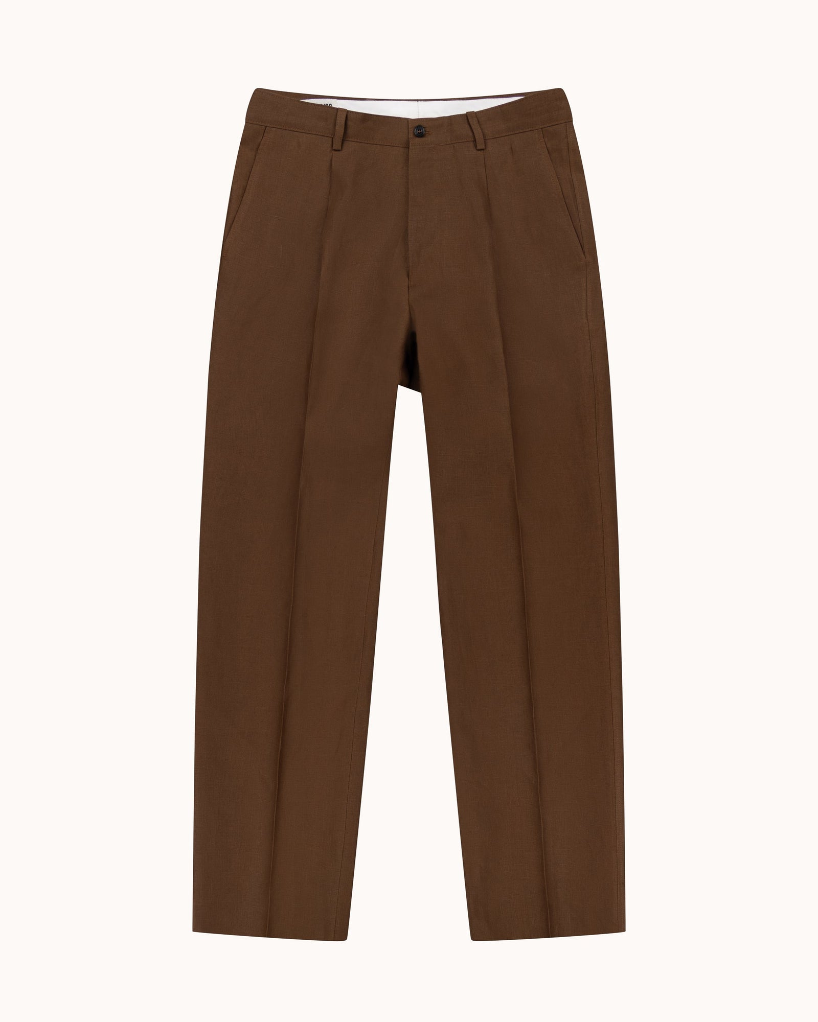 Casual Relaxed Pleated Trouser Brown Linen