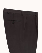 Casual Relaxed Pleated Trouser Anthracite Brushed Cotton