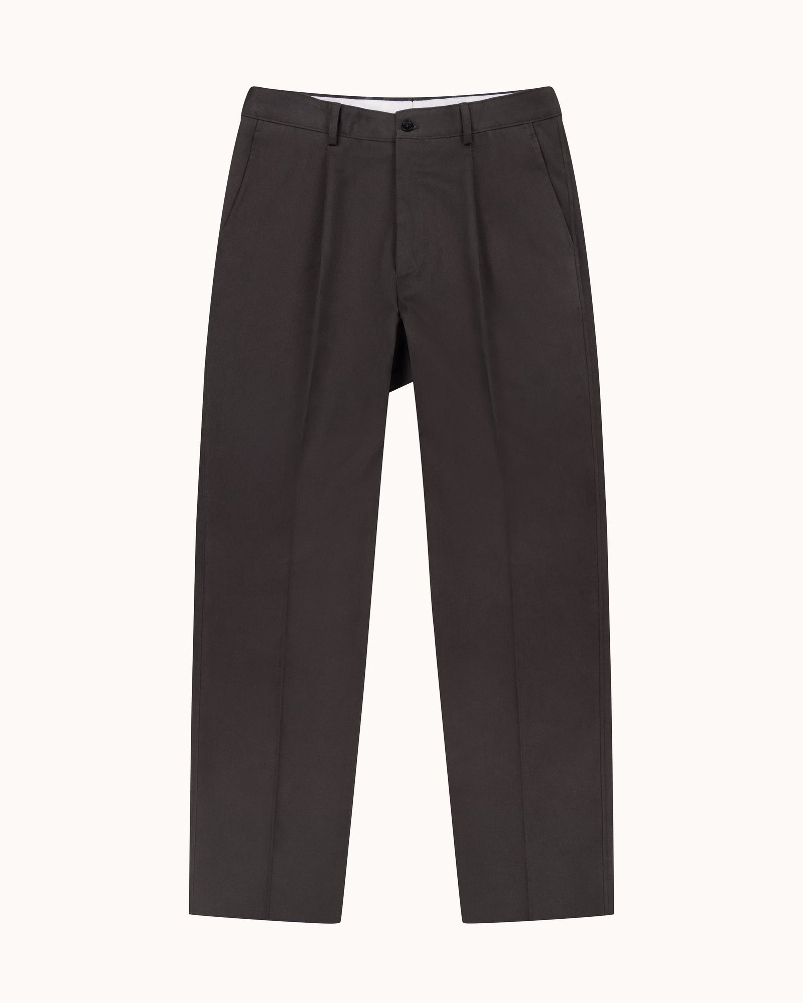 Casual Relaxed Pleated Trouser Anthracite Brushed Cotton