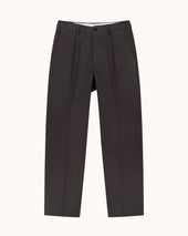 Casual Relaxed Pleated Trouser - Anthracite Brushed Cotton