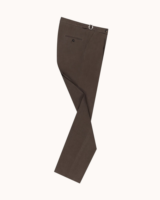 Classic Pleated Trouser - Cocoa Linen