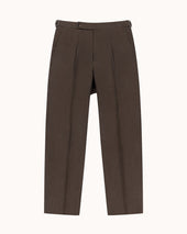 Classic Pleated Trouser Cocoa Linen