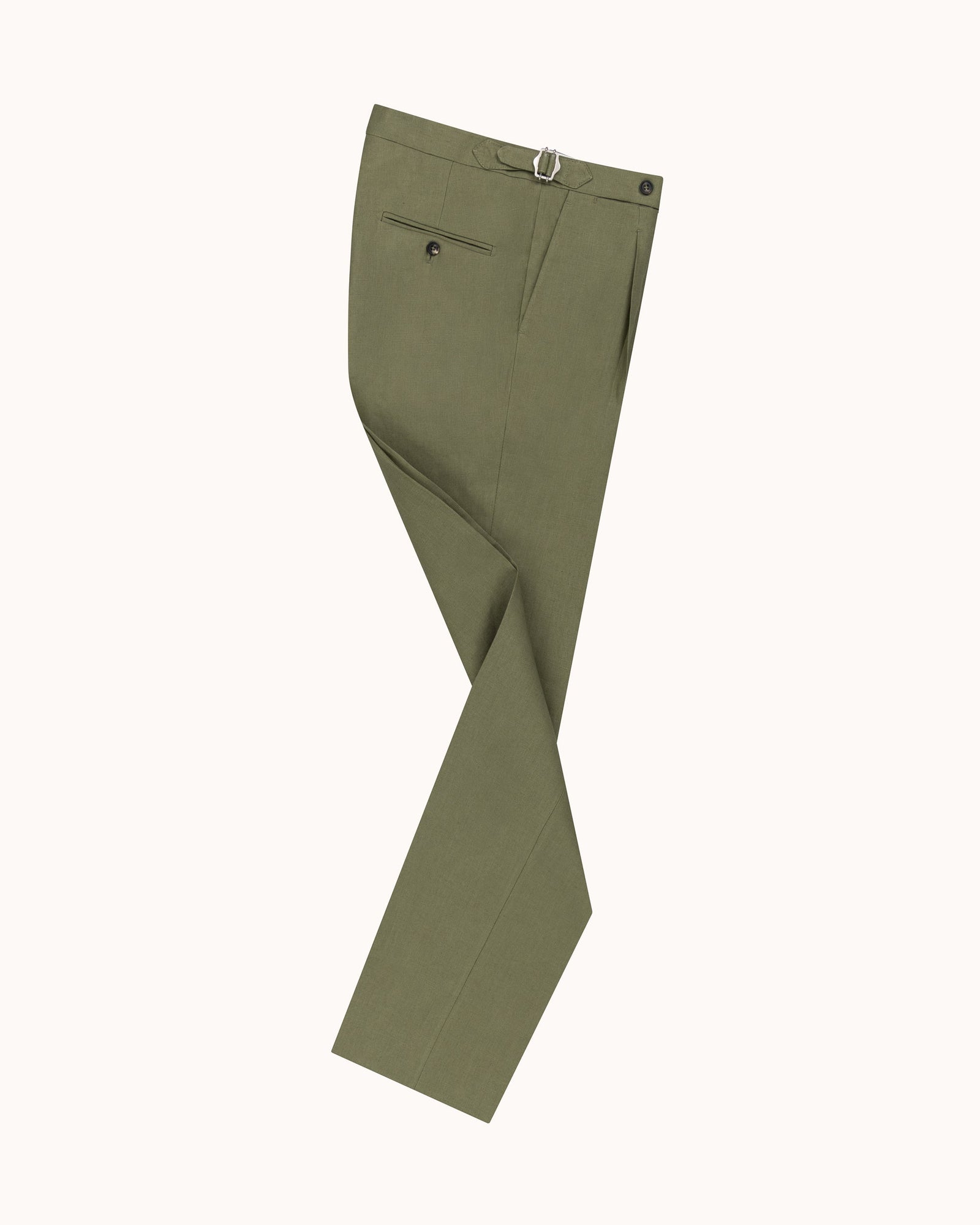 Classic Pleated Trouser Green Linen