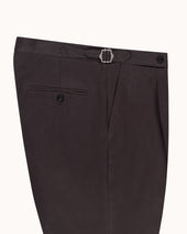 Classic Pleated Trouser Anthracite Brushed Cotton