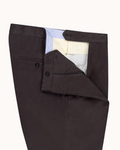Classic Pleated Trouser Anthracite Brushed Cotton