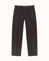 Classic Pleated Trouser Anthracite Brushed Cotton