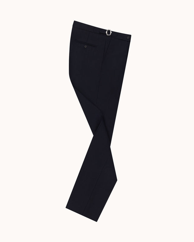 Classic Pleated Trouser - Navy Tropical Wool