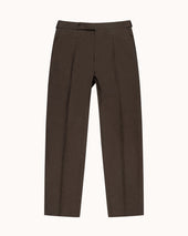 Relaxed Pleated Trouser - Cocoa Linen