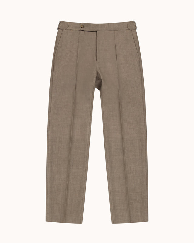 Relaxed Pleated Trouser - Sand Tropical Wool