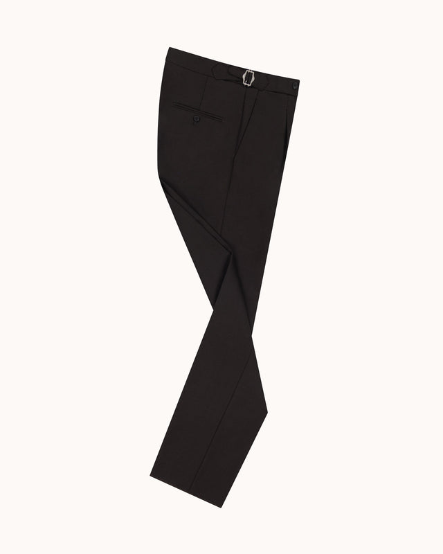 Classic Pleated Trouser - Dark Brown Tropical Wool