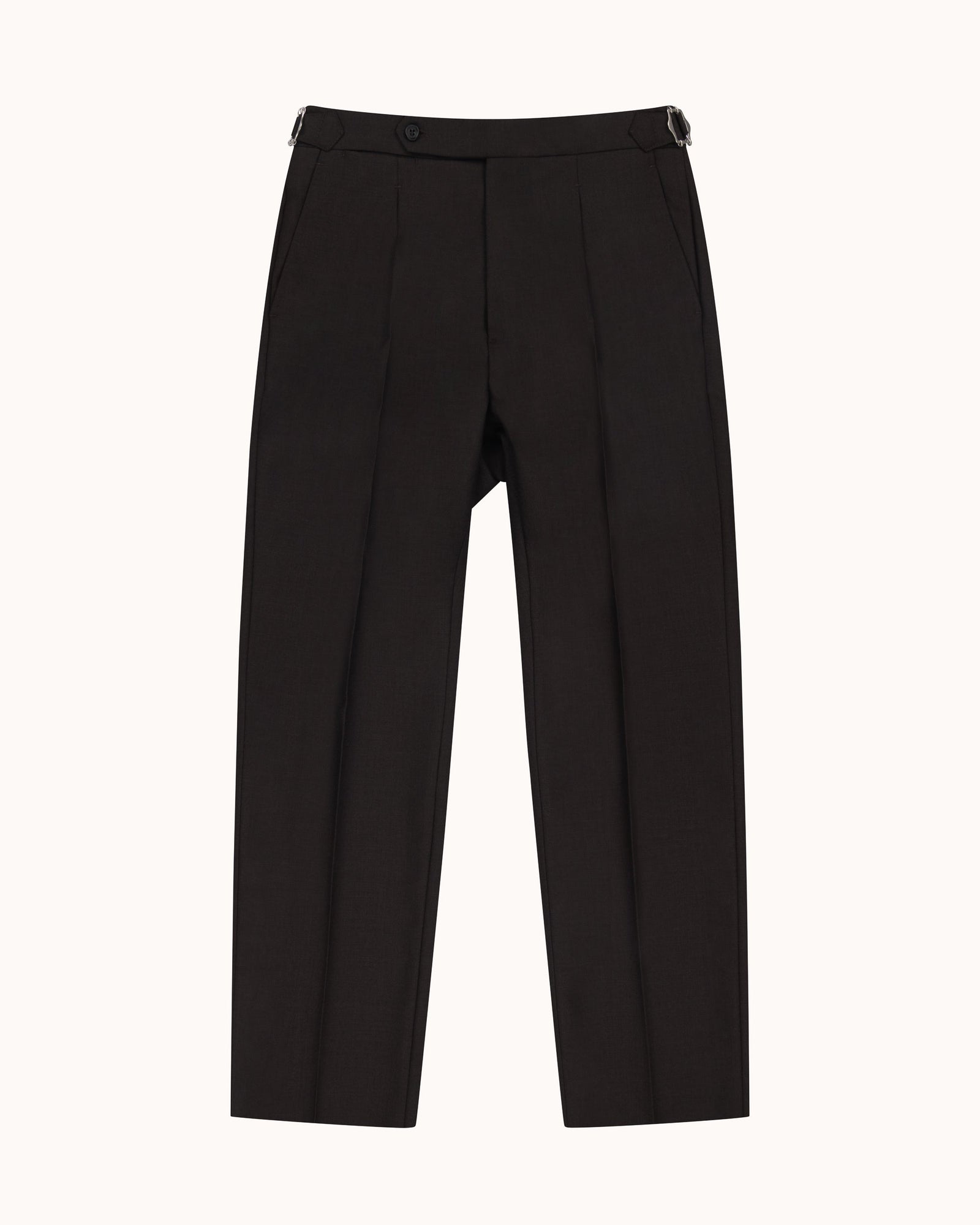 Relaxed Pleated Trouser Dark Brown Tropical Wool
