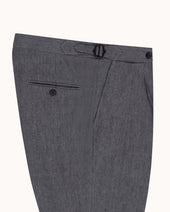 Relaxed Pleated Trouser Grey High Twist Linen