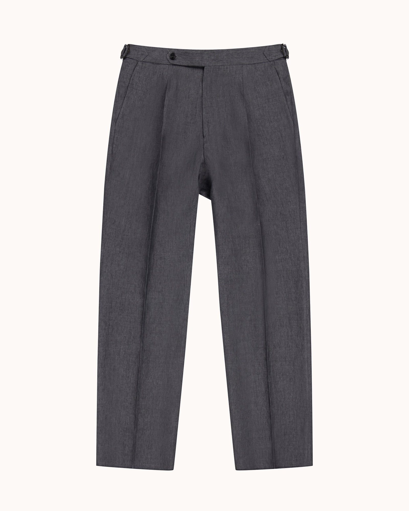Relaxed Pleated Trouser Grey High Twist Linen