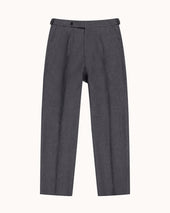 Relaxed Pleated Trouser - Grey High Twist Linen