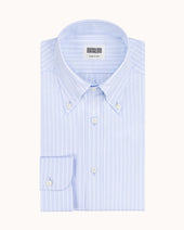 Button Down Collar Shirt Pencil Stripe Cotton Poplin