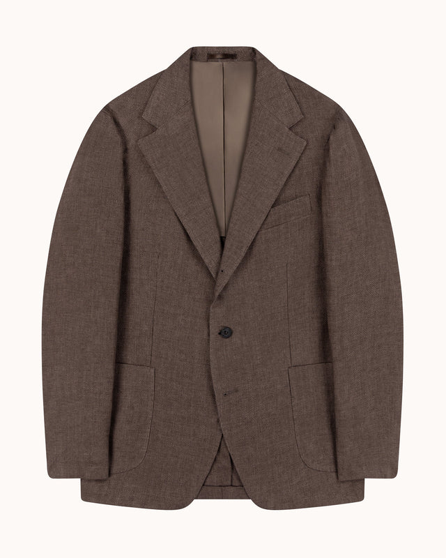 Sport Jacket - Mocha Hopsack Linen