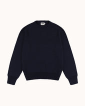 Cotton Crew Neck Sweater - Navy