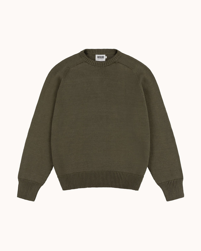 Cotton Crew Neck Sweater - Loden Green