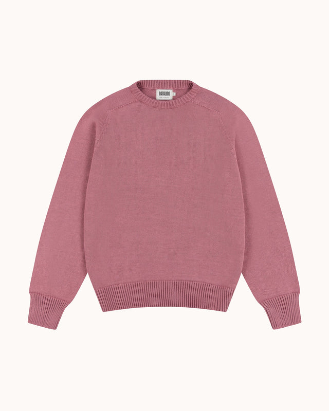 Cotton Crew Neck Sweater - Dusty Pink