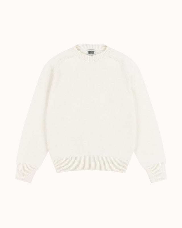 Cotton Crew Neck Sweater - Ecru