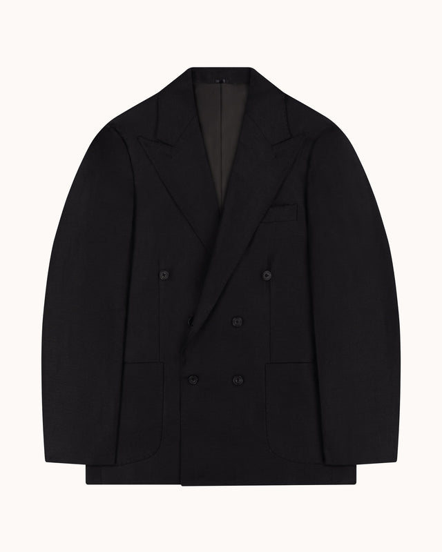 Double Breasted Sport Jacket - Black Linen