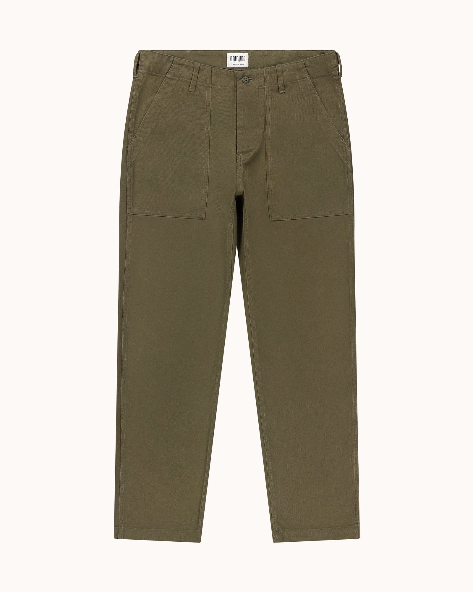 High Rise Japanese Fatigue Pant Army Green Cotton Twill