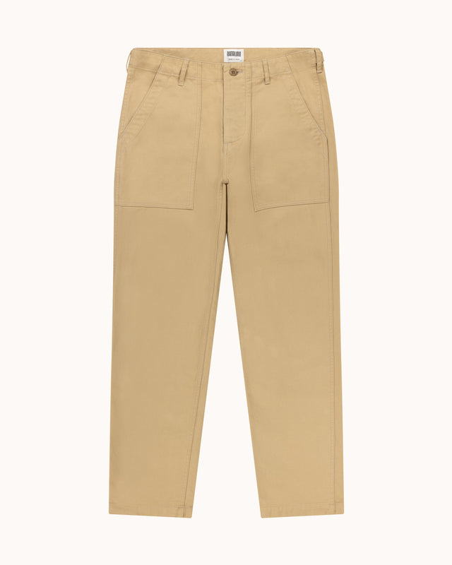 High Rise Japanese Fatigue Pant - Sand Cotton Twill