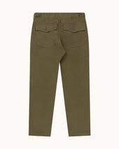 High Rise Japanese Fatigue Pant Army Green Cotton Twill