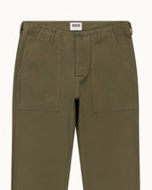 High Rise Japanese Fatigue Pant Army Green Cotton Twill