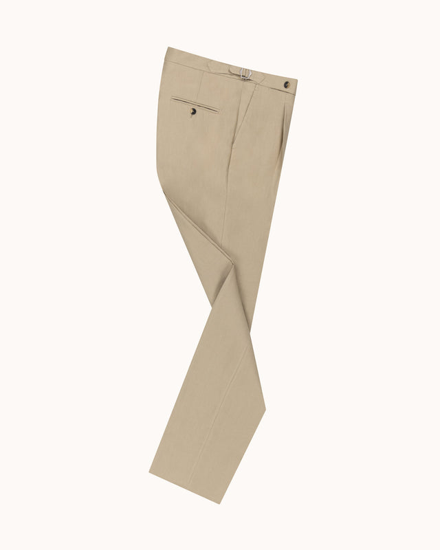 Classic Pleated Trouser - Sand Linen