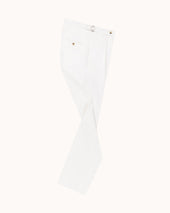 Classic Pleated Trouser - White Brushed Cotton