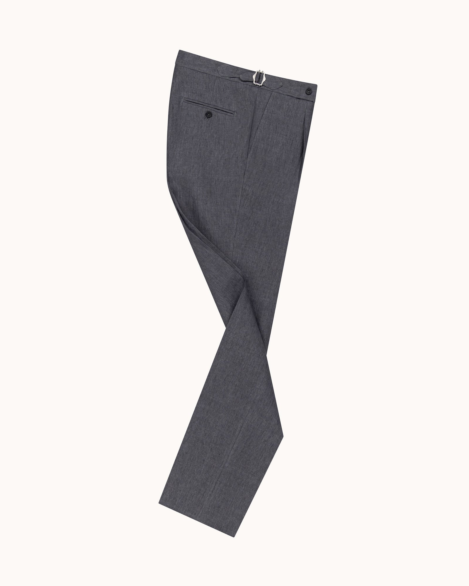 Classic Pleated Trouser Grey High Twist Linen
