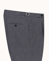 Classic Pleated Trouser Grey High Twist Linen