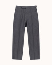 Classic Pleated Trouser Grey High Twist Linen