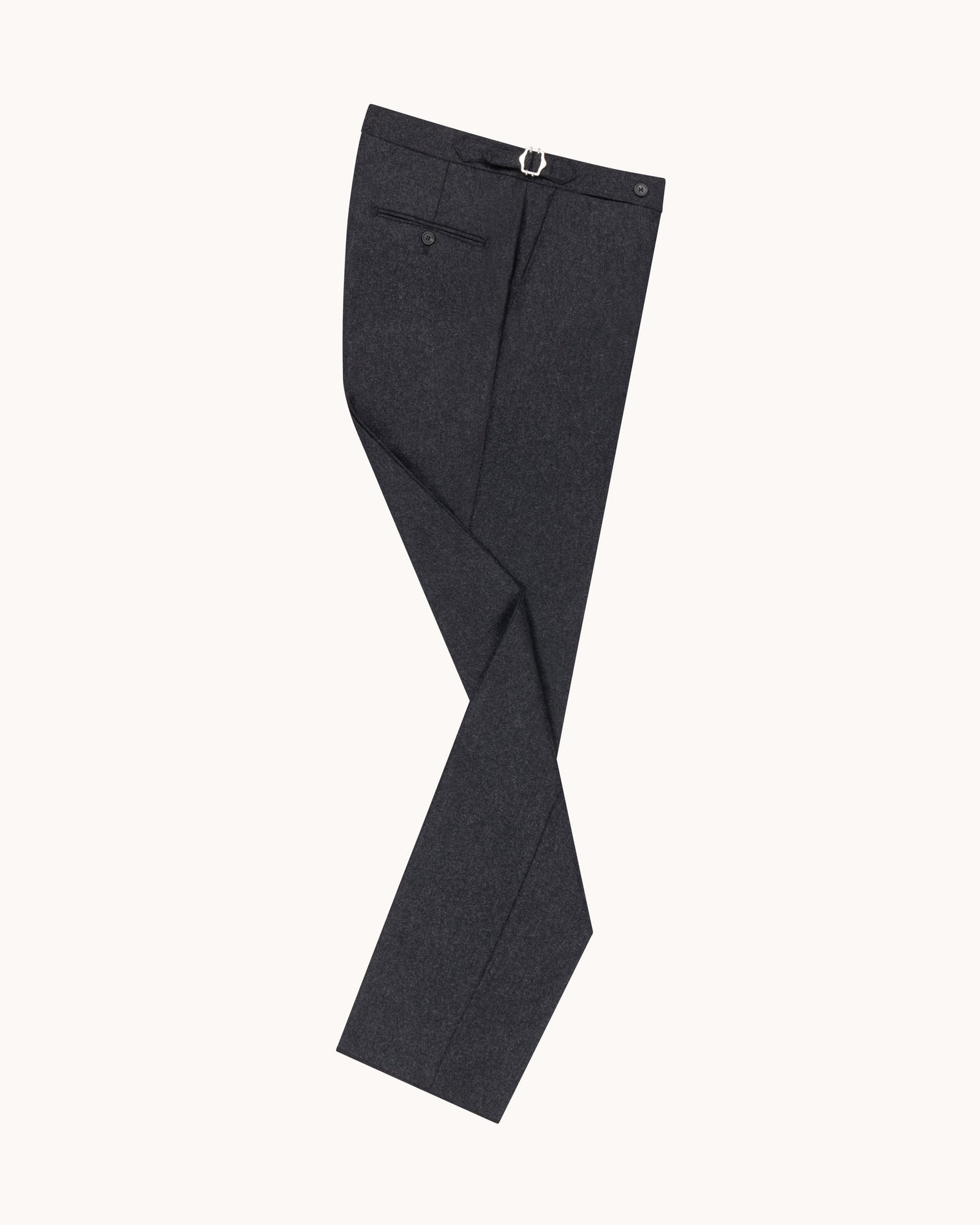 Flat Front Trouser Grey Woollen Flannel