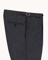 Single Pleat Trouser Mid Grey Woollen Flannel