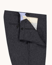 Single Pleat Trouser Mid Grey Woollen Flannel