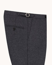 Flat Front Trouser Mid Grey Woollen Flannel