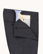 Flat Front Trouser Mid Grey Woollen Flannel