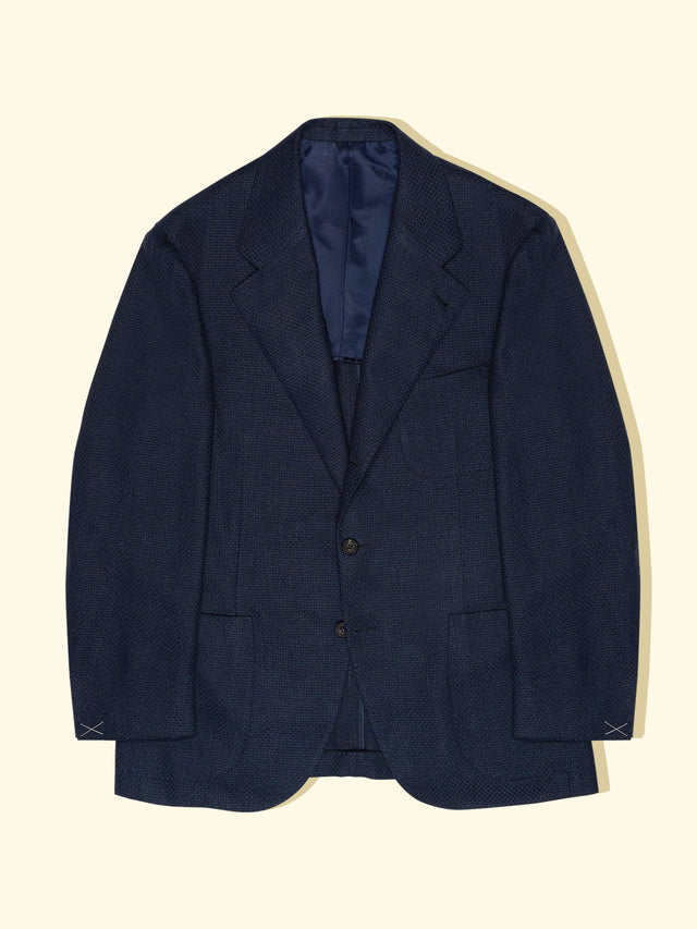 Linen/Wool Basketweave Sport Jacket - Navy — The Anthology